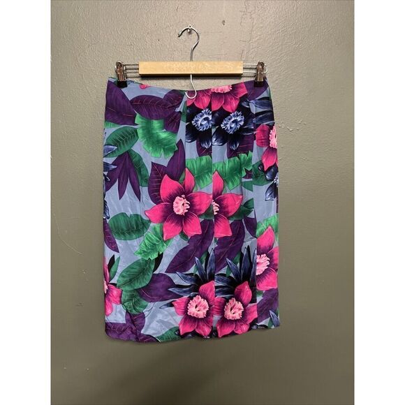Vintage Dana Buchman Woman's Skirt 100% Silk Size 10 Wrap Back Zip Multicolor - Picture 1 of 3